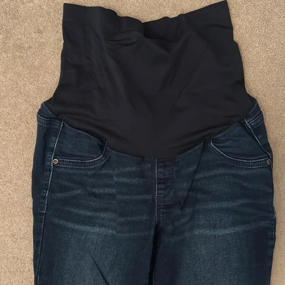 AGlow maternity crop Jeans size 12 denim jeggings - Picture 2 of 7